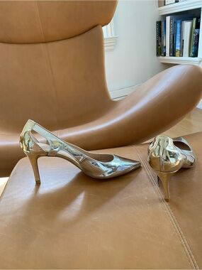 ZARA Metallic Silver Slingback Pumps | NWT | Size 39 / US 8.5